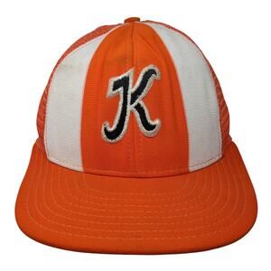 K Logo Snapback Trucker Hat Orange One Size Mesh Back Lucky Stripes Vintage